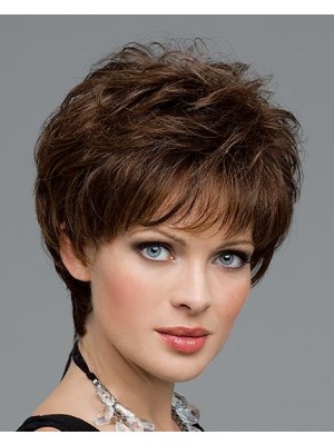 Soft Short Layered Curly Human Hair Lace Wigs