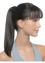 18" Sleek Straight With Pressure Clip Human Hair Ponytail 