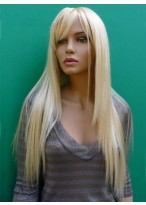 Long Straight Blonde Capless Wig 
