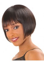 Glitter Short Straight Full Bang African American Wigs for Women 8 Inch 