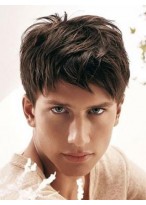 Remy Human Hair Capless Short Mens Wig 