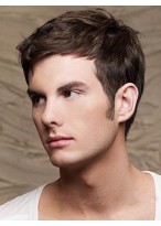 Hand Tied Full Lace Mens Human Hair Wavy Wig 