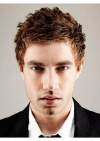 Curly Short Mens Full Lace Wig 