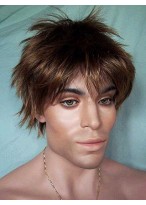 Natural Short Straight Synthetic Lace Front Wig for Man 