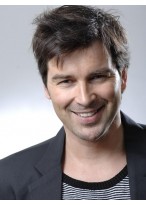 Dynamic Feeling from Short Black Top Quality High Heated Fiber Mens Wigs 