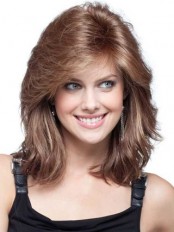 Style Auburn Shoulder Length Human Hair Wigs