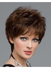 Soft Short Layered Curly Human Hair Lace Wigs