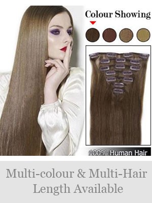 7 Pcs From 14" Straight Clip In Full Head Set