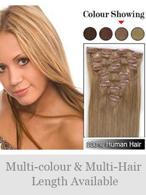 7 Pcs From 14" Straight Clip In Full Head Set