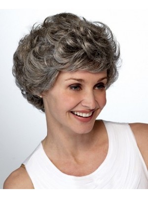 Modern Layered Short Grey Wigs