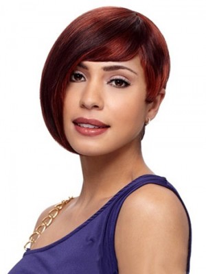 Custom Short Straight Side Bang African American Lace Wigs For Women