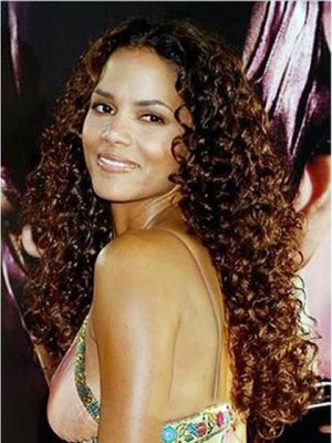 Sweet Long 24 Inch Wavy Brown African American Lace Wigs