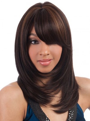 Wig Online Medium Straight Full Bang African American Wigs For Women