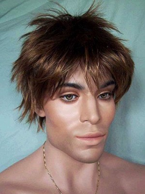 Natural Short Straight Synthetic Lace Front Wig For Man