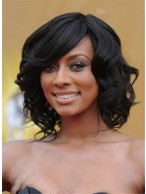Durable Keri Hilson Black Wavy Bob Wigs