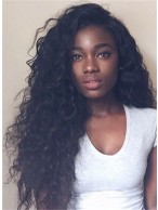 Long Layered Black Curly African American Wig