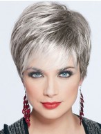 Glamorous Straight Synthetic Grey Wigs