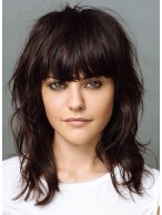 Shoulder Length With Bangs Synthetic Wig