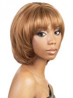 Mid-Length Layered Page Shag Full Bangs Wig