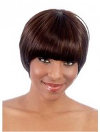 Short Sleek Straight Synthetic Capless Wig