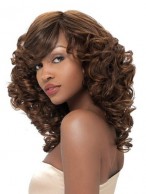 Sparkling Medium Wavy African American Lace Wigs