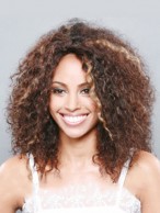 Shining Medium Curly Brown No Bang African American Lace Wigs