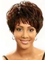Perfect Short Curly Brown Side Bang African American Lace Wigs for Women