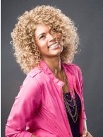 Brazil Medium Curly Blonde No Bang African American Lace Wigs for Women 12 Inch
