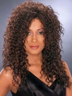 Concise Long Curly African American Lace Wigs for Women 16 Inch