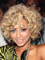Popurlar Short Curly Blonde African American Lace Wigs