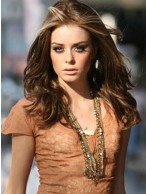 New Glamourous Long Curly Brown No Bang African American Lace Wigs