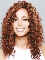 Amazing Medium Curly Red No Bang African American Lace Wigs
