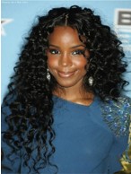 Stylish Long 24 Inch Curly Black African American Lace Wigs
