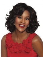 Modern Medium Wavy Black African American Lace Front Wigs for Women