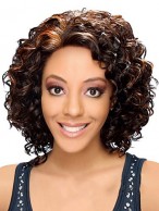 Pretty Medium Curly No Bang African American Lace Wigs for Women