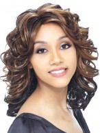 Sweety Medium Wavy No Bang African American Lace Wigs for Women