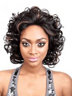Soft Medium Curly No Bang African American Lace Wigs for Women