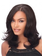 Pretty Medium Wavy African American Lace Wigs for Women 14 Inch