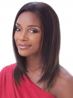 Exquisite Medium Straight African American Lace Wigs for Women 14 Inch