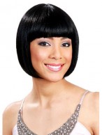Wonderful Short Straight Black Full Bang African American Wigs for Women 10 Inch
