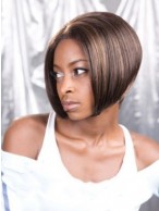 Fashionable Short Straight No Bang African American Lace Wigs for Women