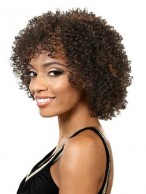Fashion Short Curly Brown Side Bang African American Lace Wigs