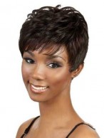Cute Short Wavy Brown Side Bang African American Lace Wigs