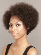 Delicate Short Curly Brown No Bang African American Lace Wigs