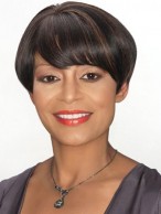 Attractive Short Straight Sepia African American Wigs for Women