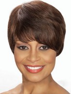 Graceful Short Straight Brown African American Wigs