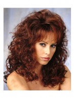 Sparkling Medium Curly Brown Side Bang African American Lace Wigs