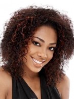 New Glamourous Medium Curly Brown No Bang African American Lace Wigs