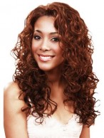 New Glamourous Long Curly Red No Bang African American Lace Wigs