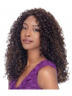 The Fresh Long Curly Sepia No Bang African American Lace Wigs